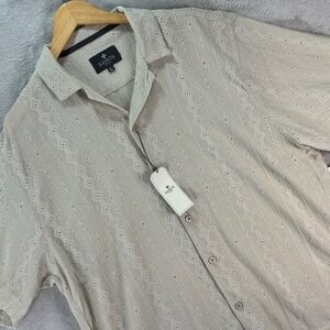 Saints Studio Men's Beige Textured Button Shirt Rainy Day NWT Size‎ Large